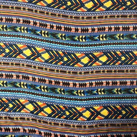 Artsy Boho Lightweight Summer Aztec Arrow Bright Fun Blue Yellow Orange Scarf - Picture 4 of 12